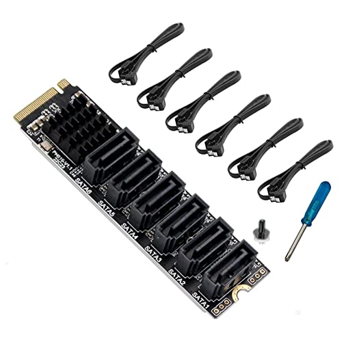 LAPOOH PCIE zu SATA 6Gpbsx6-Port Erweiterung Karte+SATA Kabel M.2 MKEY PCI-E Riser Karte M.2 NVME zu SATA3.0 ASM1166 Support PM von LAPOOH