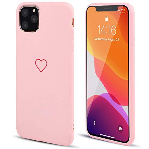 LAPOPNUT Hülle für iPhone 11 Pro Cute Love Heart Hülle Matt Soft Silicone Slim TPU Handytasche Flexible Schutzhülle HandyHülle Back Cover Hülle für Apple iPhone 11 Pro, Rosa von LAPOPNUT