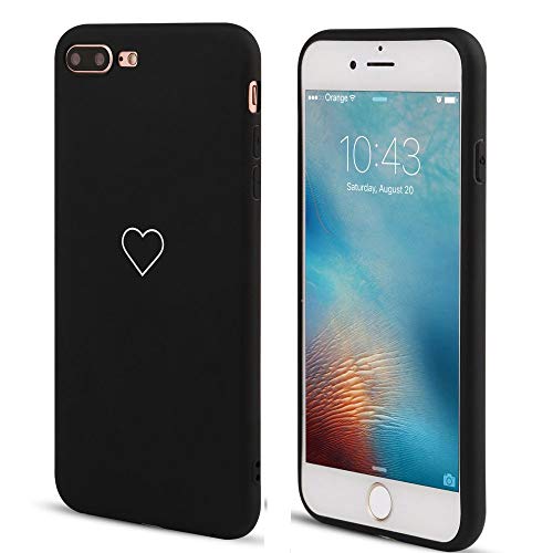 LAPOPNUT Hülle für iPhone 7/8/SE2020/SE2022 Cute Love Heart Hülle Matt Soft Silicone Slim TPU Handytasche Flexible Schutzhülle HandyHülle Back Cover Hülle für Apple iPhone 7/8/SE2020/SE2022, Schwarz von LAPOPNUT