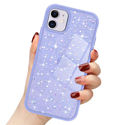 LAPOPNUT für iPhone 11 Pro Hülle Transparent Glitzer Handyhülle Glitter Slim Case Silikonhülle Leicht Dünn Schutzhülle Glänzendes Schutzhülle für iPhone 11 Pro, Lila von LAPOPNUT