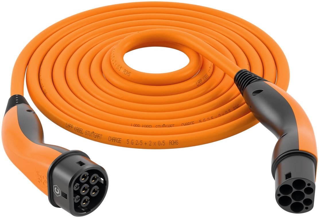 LAPP MOBILITY HELIX® Ladekabel Typ 2, bis zu 22 kW, 5 m, Orange - 32 A, 3-phasig, zum Laden von Hybrid- und Elektroautos mit Typ-2-Anschluss von LAPP MOBILITY
