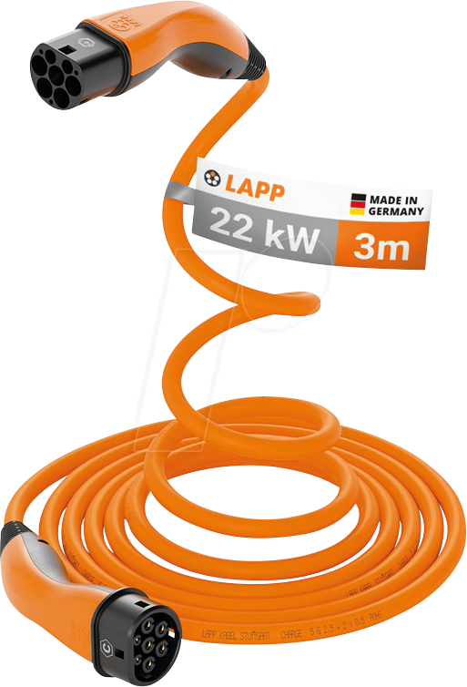 LAPP 75745 - Typ 2 Kabel, für E-Fahrzeuge, 22 kW, 32 A, 3 Ph, Helix, 3 m LAPP 75745 - Typ 2 Kabel, für E-Fahrzeuge, 22 kW, 32 A, 3 Ph, Helix, 3 m von LAPP