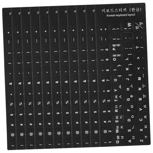 LAPYAPPE 10Stücke Ersatz Tastatur Skin Teiliges Universelle Tastaturaufkleber Mit Schwarzem Hintergrund Weißer Für PC Laptop Mehrsprachige Nutzung von LAPYAPPE
