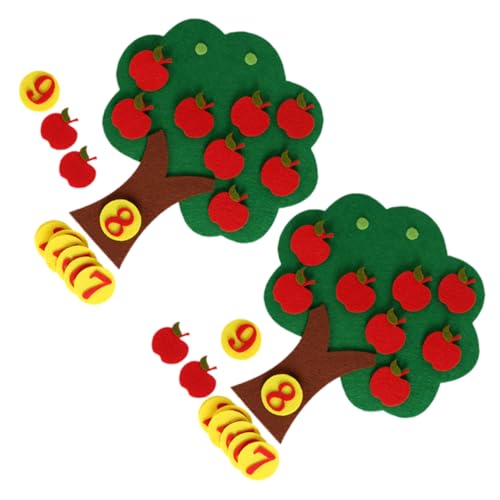 LAPYAPPE 2 Sätze Apfelbaumzahlen Kind Ausbildung Diy Fühlte Ornament Vorschulzubehör Lernspielzeug Aus Vliesstoff Passendes Lehrreich Digitales Matching-spiel Puzzle Nicht Gewebt von LAPYAPPE