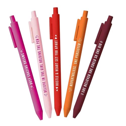 LAPYAPPE 5 Stück Gel Stift Erwachsene Party Süße Schwarze Stifte Motivationsstifte Girly Schreiben Motivierend Süße Stifte Elegant Ästhetische Stifte Inspirierend Sprüche Plastik von LAPYAPPE