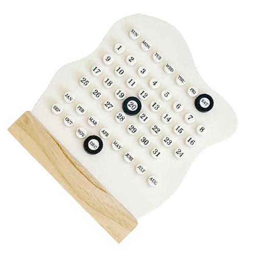 LAPYAPPE Kalender, Schreibtischdekoration, Kreative Runde Anzeigetafel Mit Täglichem Datum Für Büro- Und Heimdekoration, Handgefertigter Holzkalender Für Den Schreibtisch von LAPYAPPE
