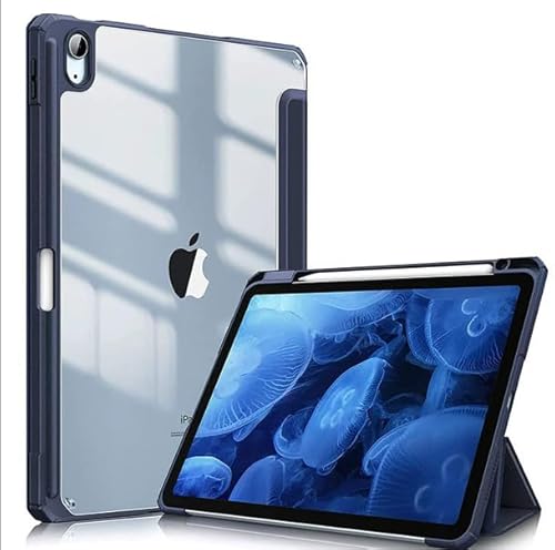 Larghar Matte Hülle für iPad (A16) 11. / 10. Generation (2025/2022) mit Stifthalter, mattiert, durchscheinende Rückseite, schlanker Ständer, Schutzhülle für Tablet (Dunkelblau) von LARGHAR