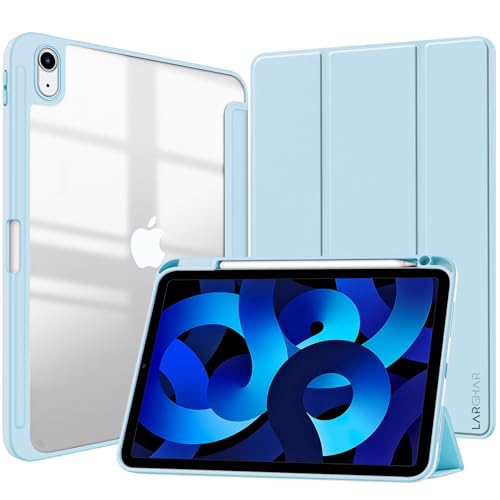 Larghar Matte Hülle für iPad (A16) 11. / 10. Generation (2025/2022) mit Stifthalter, mattiert, durchscheinende Rückseite, schlanker Ständer, Schutzhülle für Tablet (Himmelblau) von LARGHAR