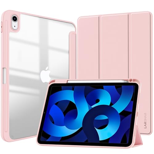 Larghar Matte Hülle für iPad (A16) 11. / 10. Generation (2025/2022) mit Stifthalter, mattiert, durchscheinende Rückseite, schlanker Ständer, Schutzhülle für Tablet (Rosa) von LARGHAR