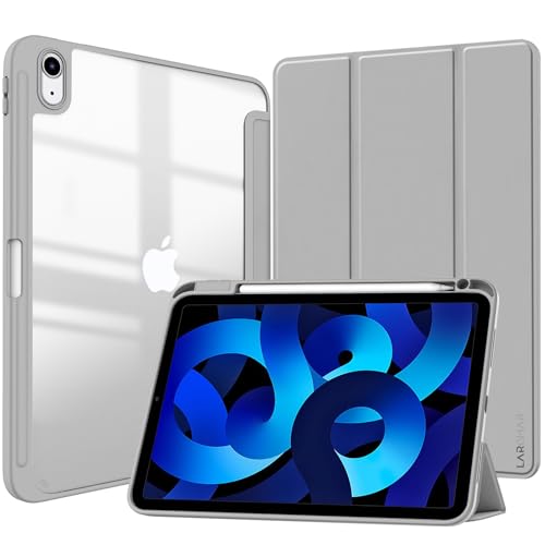 Larghar Matte Hülle für iPad (A16) 11. / 10. Generation (2025/2022) mit Stifthalter, mattiert, durchscheinende Rückseite, schlanker Ständer, Schutzhülle für Tablet (grau) von LARGHAR