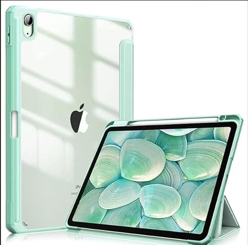 Larghar Matte Hülle für iPad (A16) 11. / 10. Generation (2025/2022) mit Stifthalter, mattiert, durchscheinende Rückseite, schlanker Ständer, Schutzhülle für Tablet (grün) von LARGHAR