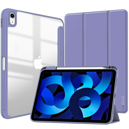 Larghar Matte Hülle für iPad (A16) 11. / 10. Generation (2025/2022) mit Stifthalter, mattiert, durchscheinende Rückseite, schlanker Ständer, Schutzhülle für Tablet (lila) von LARGHAR