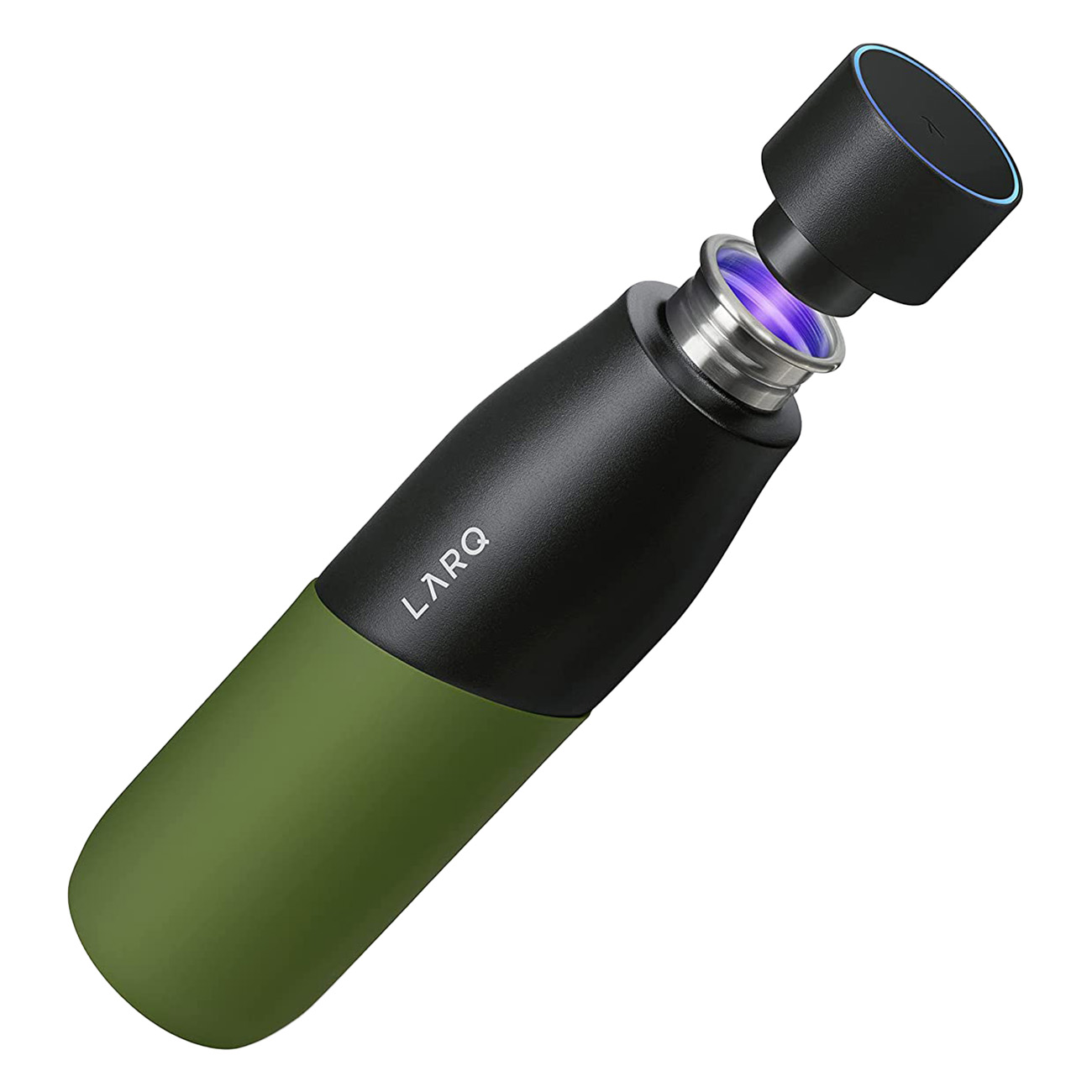 LARQ Bottle Movement Terra Edition Black / Pine 950ml | Isolierte selbstreinigende Wasserflasche aus Edelstahl mit UV-Wasserreiniger | Wiederaufladbar von LARQ
