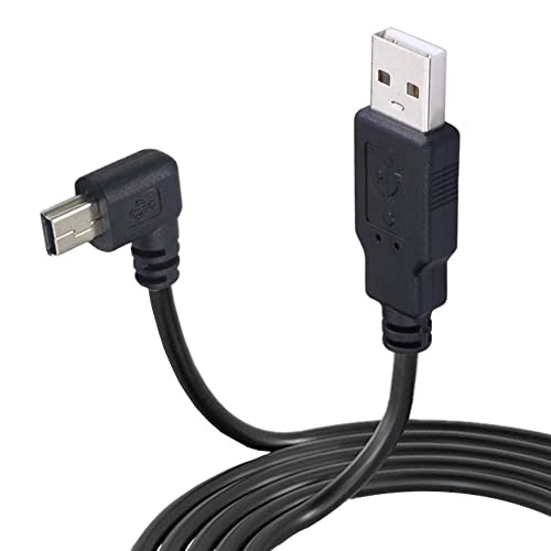 LARRITS USB A auf Mini B USB-Kabel, 90 Grad linker Winkel, Daten-/Ladekabel mit 5 Verdrahtungsclips für Nextbase, Dashcam, Auto, GPS, Navigator, DVR, Digitalkamera (3 m linker Winkel) von LARRITS