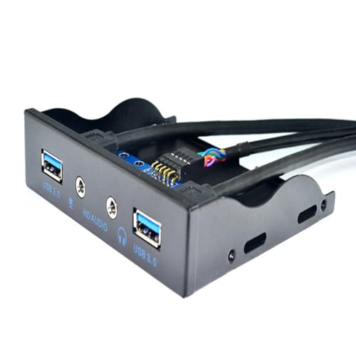 LARUISEE 2-Port USB 3.0 Front-Panel-Adapter mit 3,5-mm-Kopfhörern + 3,5-mm-Schnittstellen, schnelle Datenübertragung für PC, 20-polig, 8,9 cm Diskettenschacht-Geräteanschluss von LARUISEE