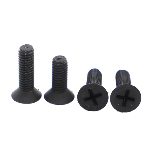 20/50 Stück metrische schwarze flache Senkkopf-Kreuzschlitzschrauben Nylon-Kunststoffschraube M2 M2,5 M3 M4 (Color : 10mm, Size : M2 50pcs) von LATOOR