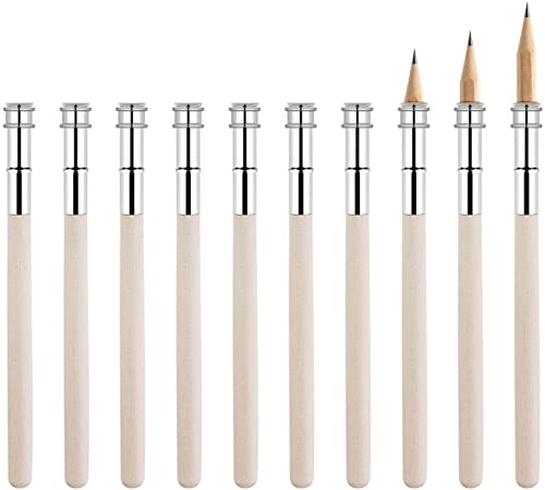 LATRAT 10er Pack Bleistiftverlängerer, Bleistiftverlängerung Stifteverlängerung mit Verstellbarem Metallring Stifte Holder für Buntstifte Stifte Student Schulbürobedarf von LATRAT