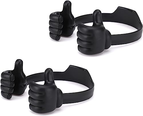 LATRAT 2 Stück Daumen Hoch Handyhalter, Schwarz Kunststoff Handyhalterung mit Daumen Hoch，Universell Verstellbare Tablet Ständer Halterung, Handyständer mit Handhalter für Küche Heimbüro Reisen von LATRAT