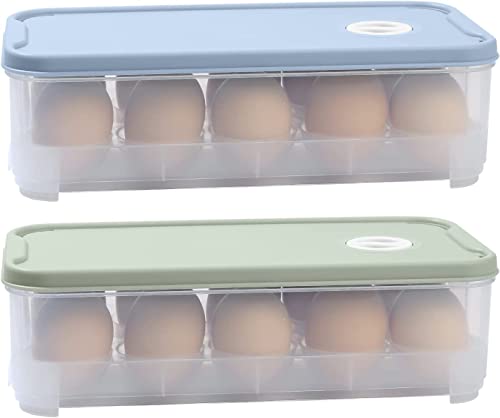 LATRAT 2 Stücke Kunststoff Ei Box Tragbare Ei Aufbewahrungsbox, KühlSchrank Eier Behälter mit Deckel, Eieraufbewahrungsboxen, Eier Transportbox Kunststoff für Kühlschrank, Küche von LATRAT