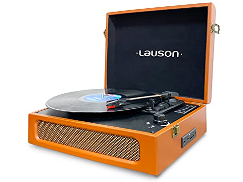 LAUSON CL615 Plattenspieler Bluetooth mit integrierten Lautsprechern Vintage mit 3 Geschwindigkeiten | Retro Vinyl Player Auto-Stop, RCA/Aux-in / 3,5 mm von LAUSON