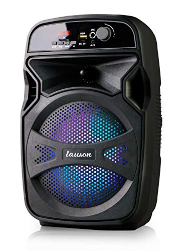 LAUSON LLX34 Party-Soundsystem | Tragbare Musikanlage Bluetooth | Discolichter | Karaoke Box Mit USB Anschluss | SD | Outdoor Musikbox, Schwarz von LAUSON