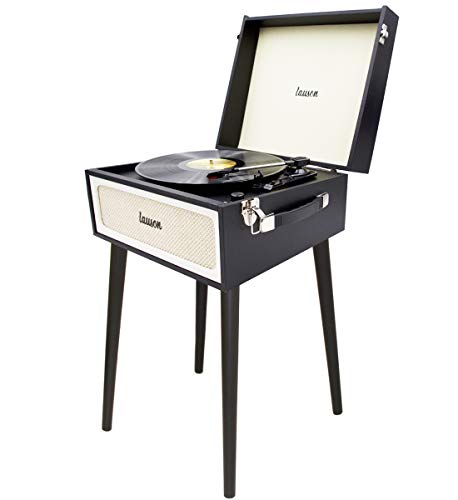 LAUSON YT077 Plattenspieler mit Lautsprecher Retro | Schallplattenspieler Retro-Look | Bluetooth USB | Vinyl Record Player und Digital Encoder | 33/45/78 U/min | Kopfhörer-Anschlu (Schwarz) von LAUSON