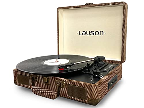 Lauson CL614 Vintage Vinyl Plattenspieler 3 Geschwindigkeit Bluetooth Plattenspieler mit integrierten Lautsprechern mit USB/SD Leser, Auto-Stop, Kopfhöreranschluss, AUX-Eingang, RCA-Ausgang Design von LAUSON