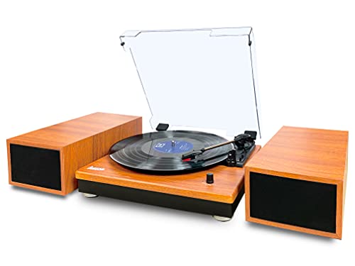 Lauson CL616 Audio-Plattenspieler aus Vinyl, Bluetooth, mit externen Stereo-Lautsprechern, 3 Geschwindigkeiten, kabellos, Auto-Stop, RCA/AUX-In/3,5 mm von LAUSON