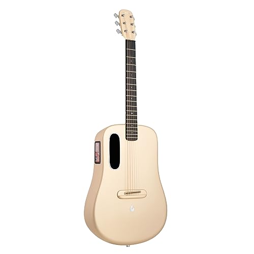 LAVA ME 4 Kohlefaser-Elektroakustikgitarre mit FreeBoost 3.0-System, Smart Gitarre mit Gitarrentasche, Datenkabel, Halsstabschlüssel, unterstützt 2,4 GHz WLAN/5G Bluetooth (36 Zoll, Soft Gold) von LAVA
