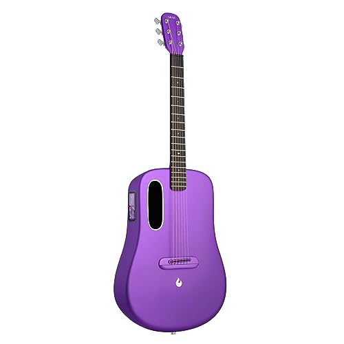 LAVA ME 4 Kohlefaser-Elektroakustikgitarre mit FreeBoost 3.0-System, Smart Gitarre mit Gitarrentasche, Datenkabel, Halsstabschlüssel, unterstützt 2,4 GHz WLAN/5G Bluetooth (36 Zoll, Violett) von LAVA