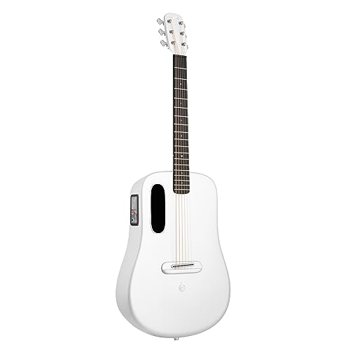 LAVA ME 4 Kohlefaser-Elektroakustikgitarre mit FreeBoost 3.0-System, Smart Gitarre mit Gitarrentasche, Datenkabel, Halsstabschlüssel, unterstützt 2,4 GHz WLAN/5G Bluetooth (36 Zoll, weiß) von LAVA
