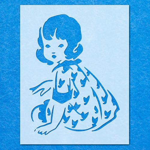 Schablone "Little Girl Sat Down", Mylar-Airbrush-Malerei, Wandkunst, Handwerk Schablone "Little Girl Sat Down", Mylar-Airbrush-Malerei, Wandkunst, Handwerk von LAZER NINJA