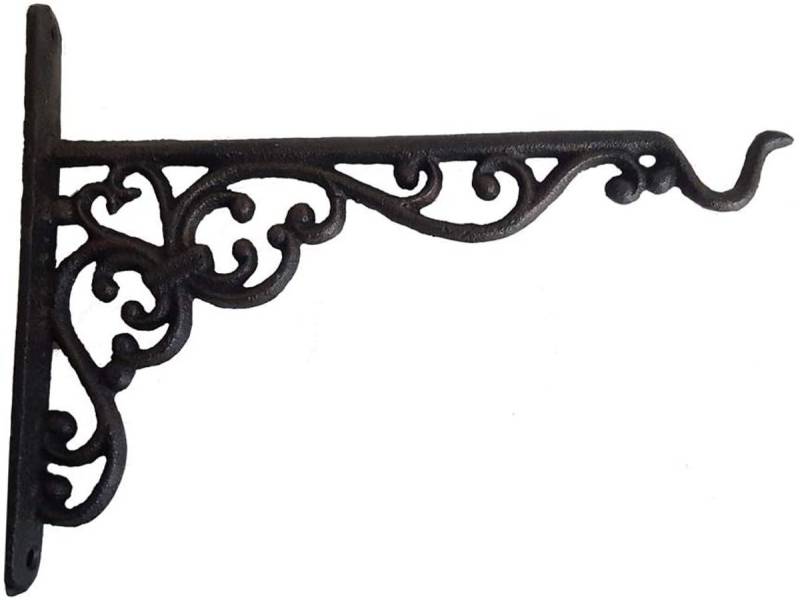 LB H&F Lilienburg Halter Halterung Wandhalter Wandhalterung Wandbefestigung Laterne Wandhalterung, (Blumenampel Ampelhalter Laternenhalterung Aufhänger Wandhaken Metall Laternen Haken Blumen Ampel Landhaus Laternenhaken Eisenhaken Shabby Vintage Nostalgie Antik Blumenampelhaken Blumeampelhalter Gusseisen) von LB H&F Lilienburg