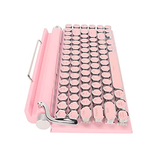 LBEC Mechanische Tastatur, UnterstüTzt 3 GeräTe FN Master 5.0 Schreibmaschine Mechanische Tastatur 2000mA KapazitäT Retro Runde Tastenkappe FüR Tablet (Rosa) von LBEC