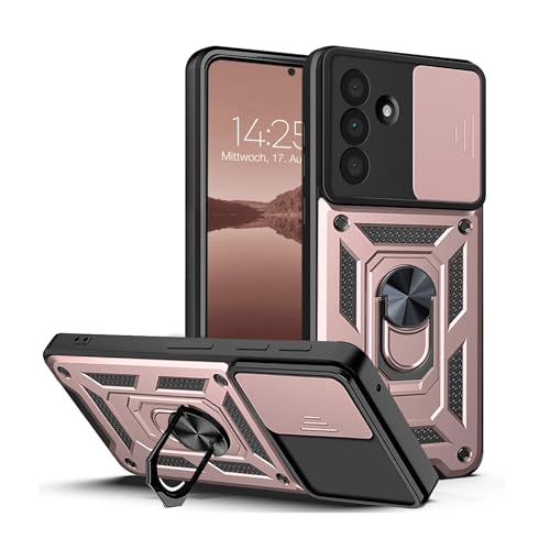 LBH Armor Hülle für Samsung Galaxy A36 5G Case mit Kameraschutz Outdoor Stoßfest Handyhülle 360 Grad Metal Ring Halter Ständer Schutzhülle für Handyhalterung Auto Magnet Rosegold von LBH