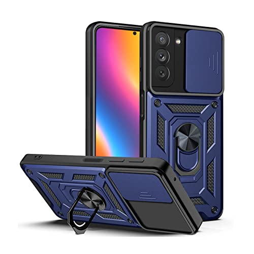 LBH Armor Hülle für Samsung Galaxy S21 FE Case mit Kameraschutz Outdoor Stoßfest Handyhülle 360 Grad Metal Ring Halter Ständer Schutzhülle für Handyhalterung Auto Magnet Blau von LBH