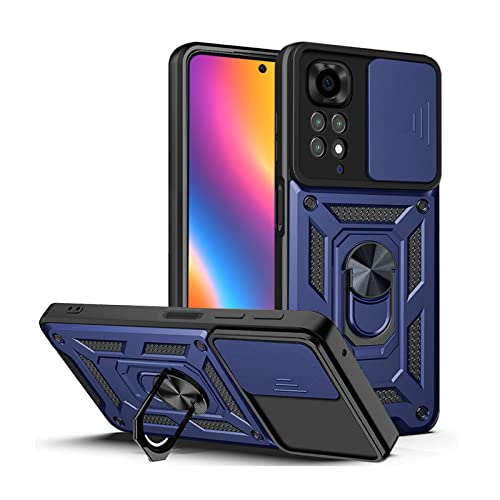 LBH Armor Hülle für Xiaomi Redmi Note 11 Pro Case mit Kameraschutz Outdoor Stoßfest Handyhülle 360 Grad Metal Ring Halter Ständer Schutzhülle für Handyhalterung Auto Magnet Blau von LBH