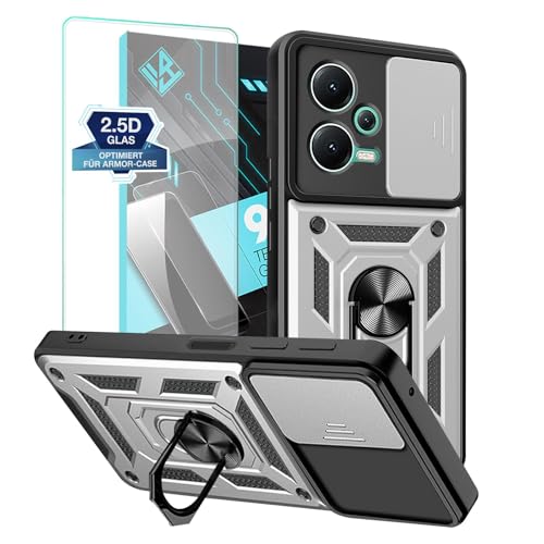 LBH Armor Hülle für Xiaomi Redmi Note 12 5G Case Displayglas Kameraschutz Outdoor Stoßfest Handyhülle 360 Grad Metal Ring Halter Ständer Schutzhülle Handyhalterung Auto Magnet Silber LBH Armor Hülle für Xiaomi Redmi Note 12 5G Case Displayglas Kameraschutz Outdoor Stoßfest Handyhülle 360 Grad Metal Ring Halter Ständer Schutzhülle Handyhalterung Auto Magnet Silber von LBH