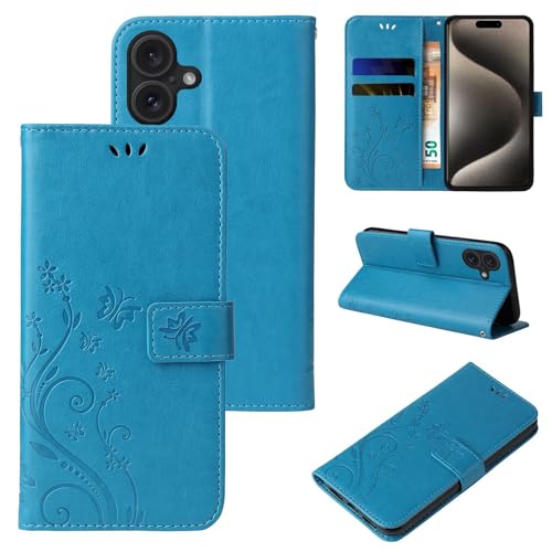 LBH Handy Hülle für Apple iPhone 16 Case Handytasche Schmetterling Blumen Flower Standfunktion Schutzhülle Magnet Rundum Schutz 360 Grad Flipcase Cover Blau LBH Handy Hülle für Apple iPhone 16 Case Handytasche Schmetterling Blumen Flower Standfunktion Schutzhülle Magnet Rundum Schutz 360 Grad Flipcase Cover Blau von LBH