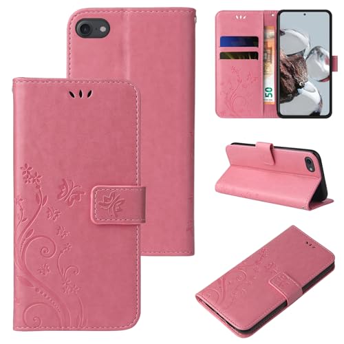 LBH Handy Hülle für Apple iPhone 7/8 / SE Case Handytasche Schmetterling Blumen Flower Standfunktion Schutzhülle Magnet Rundum Schutz 360 Grad Flipcase Cover Rosegold LBH Handy Hülle für Apple iPhone 7/8 / SE Case Handytasche Schmetterling Blumen Flower Standfunktion Schutzhülle Magnet Rundum Schutz 360 Grad Flipcase Cover Rosegold von LBH