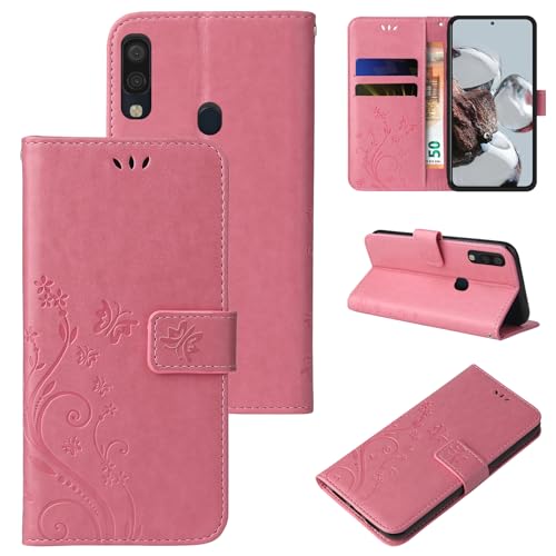LBH Handy Hülle für Samsung Galaxy A40 Case Handytasche Schmetterling Blumen Flower Standfunktion Schutzhülle Magnet Rundum Schutz 360 Grad Flipcase Cover Rosegold LBH Handy Hülle für Samsung Galaxy A40 Case Handytasche Schmetterling Blumen Flower Standfunktion Schutzhülle Magnet Rundum Schutz 360 Grad Flipcase Cover Rosegold von LBH