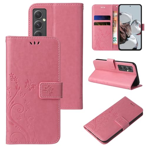 LBH Handy Hülle für Samsung Galaxy A55 5G Case Handytasche Schmetterling Blumen Flower Standfunktion Schutzhülle Magnet Rundum Schutz 360 Grad Flipcase Cover Rosegold LBH Handy Hülle für Samsung Galaxy A55 5G Case Handytasche Schmetterling Blumen Flower Standfunktion Schutzhülle Magnet Rundum Schutz 360 Grad Flipcase Cover Rosegold von LBH