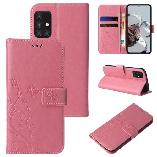 LBH Handy Hülle für Samsung Galaxy A71 Case Handytasche Schmetterling Blumen Flower Standfunktion Schutzhülle Magnet Rundum Schutz 360 Grad Flipcase Cover Rosegold LBH Handy Hülle für Samsung Galaxy A71 Case Handytasche Schmetterling Blumen Flower Standfunktion Schutzhülle Magnet Rundum Schutz 360 Grad Flipcase Cover Rosegold von LBH