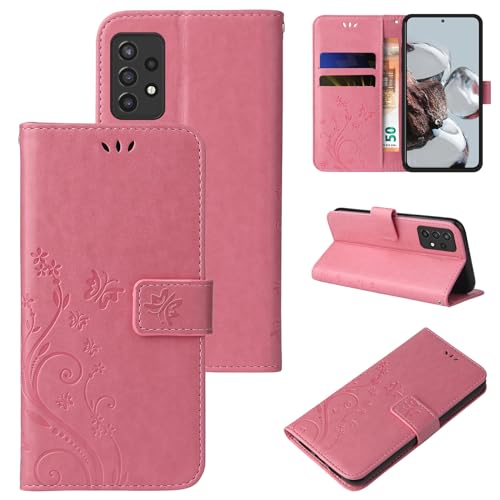 LBH Handy Hülle für Samsung Galaxy A72 Case Handytasche Schmetterling Blumen Flower Standfunktion Schutzhülle Magnet Rundum Schutz 360 Grad Flipcase Cover Rosegold LBH Handy Hülle für Samsung Galaxy A72 Case Handytasche Schmetterling Blumen Flower Standfunktion Schutzhülle Magnet Rundum Schutz 360 Grad Flipcase Cover Rosegold von LBH