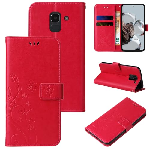 LBH Handy Hülle für Samsung Galaxy J6 Case Handytasche Schmetterling Blumen Flower Standfunktion Schutzhülle Magnet Rundum Schutz 360 Grad Flipcase Cover Rot LBH Handy Hülle für Samsung Galaxy J6 Case Handytasche Schmetterling Blumen Flower Standfunktion Schutzhülle Magnet Rundum Schutz 360 Grad Flipcase Cover Rot von LBH