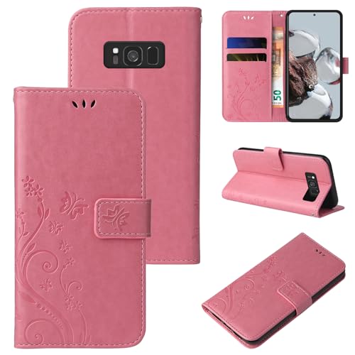 LBH Handy Hülle für Samsung Galaxy S8 Case Handytasche Schmetterling Blumen Flower Standfunktion Schutzhülle Magnet Rundum Schutz 360 Grad Flipcase Cover Rosegold LBH Handy Hülle für Samsung Galaxy S8 Case Handytasche Schmetterling Blumen Flower Standfunktion Schutzhülle Magnet Rundum Schutz 360 Grad Flipcase Cover Rosegold von LBH