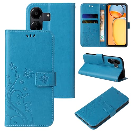 LBH Handy Hülle für Xiaomi Redmi 13C Case Handytasche Schmetterling Blumen Flower Standfunktion Schutzhülle Magnet Rundum Schutz 360 Grad Flipcase Cover Blau LBH Handy Hülle für Xiaomi Redmi 13C Case Handytasche Schmetterling Blumen Flower Standfunktion Schutzhülle Magnet Rundum Schutz 360 Grad Flipcase Cover Blau von LBH