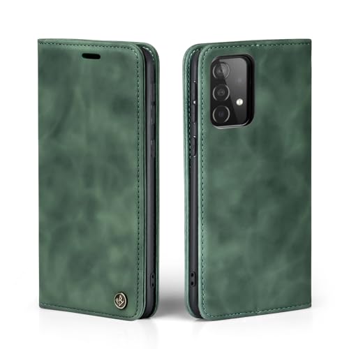 LBH Handyhülle für Samsung Galaxy A52 / A52 5G / A52s 5G in Grün mit Karten- und Geldfach Smartphone Hülle mit Standfunktion Flip Case Schutzhülle Magnetverschluss Vintage von LBH