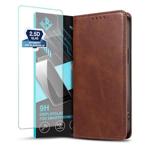 LBH Handyhülle Smartphone-Hülle für Apple iPhone 11 Pro mit Displayglas Klapphülle Magnetverschluss Kartenfächer Geldfach Standfunktion Case Etui Rundumschutz Schutzhülle Dunkelbraun von LBH