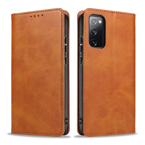 LBH Handyhülle Smartphone-Hülle für Samsung Galaxy S20 FE Klapphülle Magnetverschluss Kartenfächer Geldfach Standfunktion Case Etui Rundumschutz Schutzhülle Hellbraun von LBH